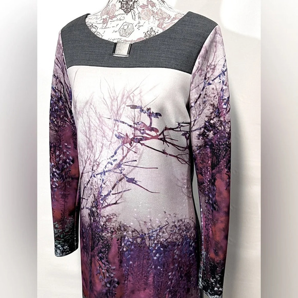 SFIZIO ITALY Gray digital print front shift‎ dress size L. - Picture 1 of 11